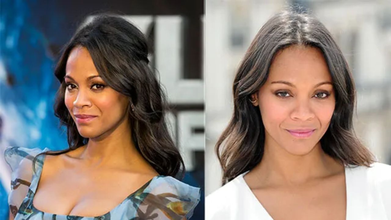 Zoe Saldana before and after a nose job.